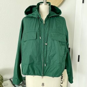 Theory Golfer Green Zip Up Hooded Anorak with Utility Pockets, Size Petite / S
